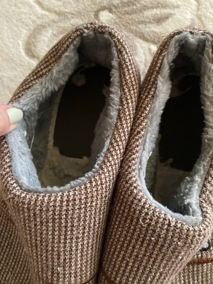 Erkek Kahverengi Örgü Yün Panduf - Görsel 4