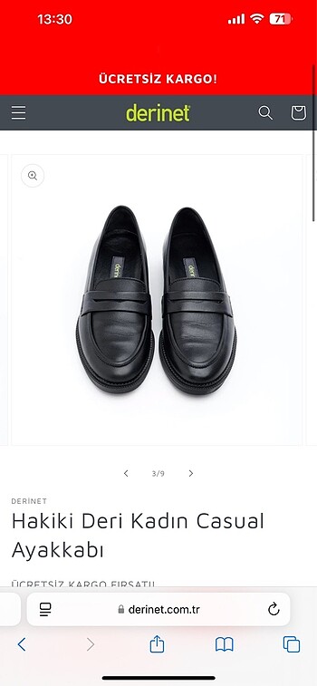 Deriner gerçek deri kadın loafer 39