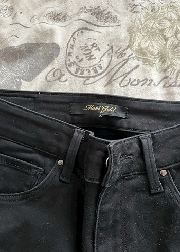 Kadın Siyah Kemerli Regular Fit Denim Pantolon - Görsel 2