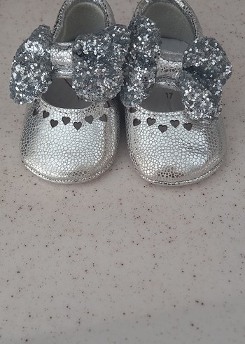 Kız Bebek Gri Simli İlk Adım Ayakkabısı