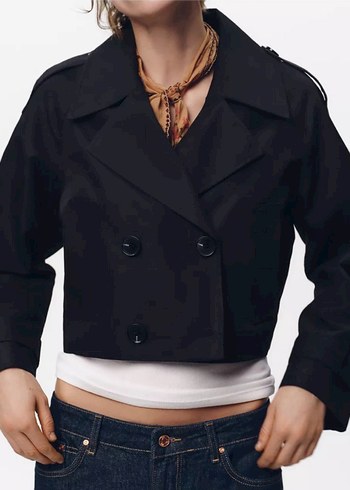 Kısa Kadın kruvaze Trençkot Zara