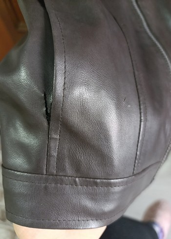 Koyu Kahverengi Deri Ceket - Görsel 3