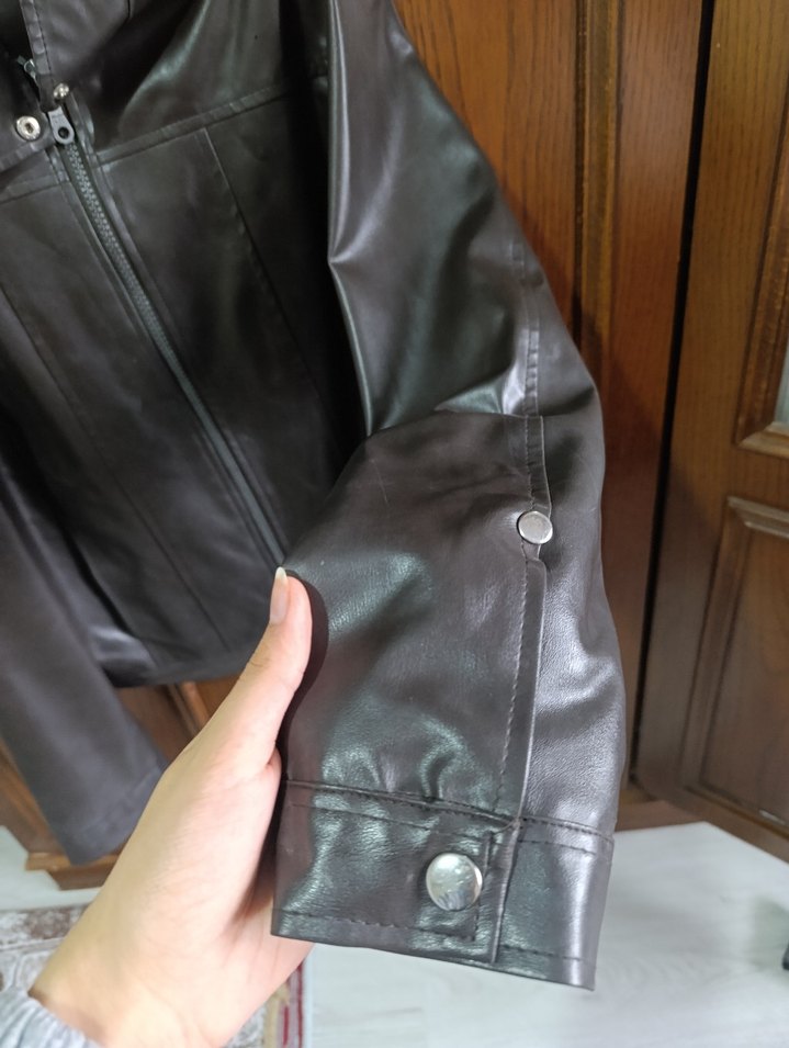 Koyu Kahverengi Deri Ceket - Görsel 2