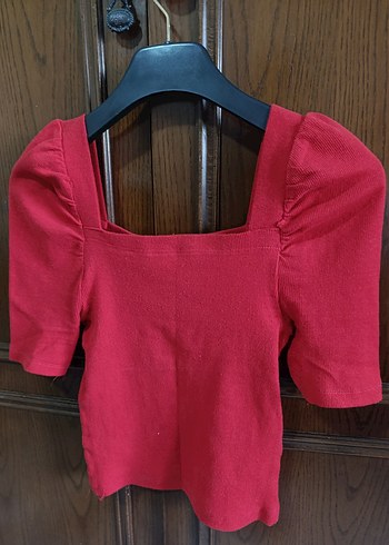 Kısa Kollu Kırmızı Mini Bluz - Görsel 2