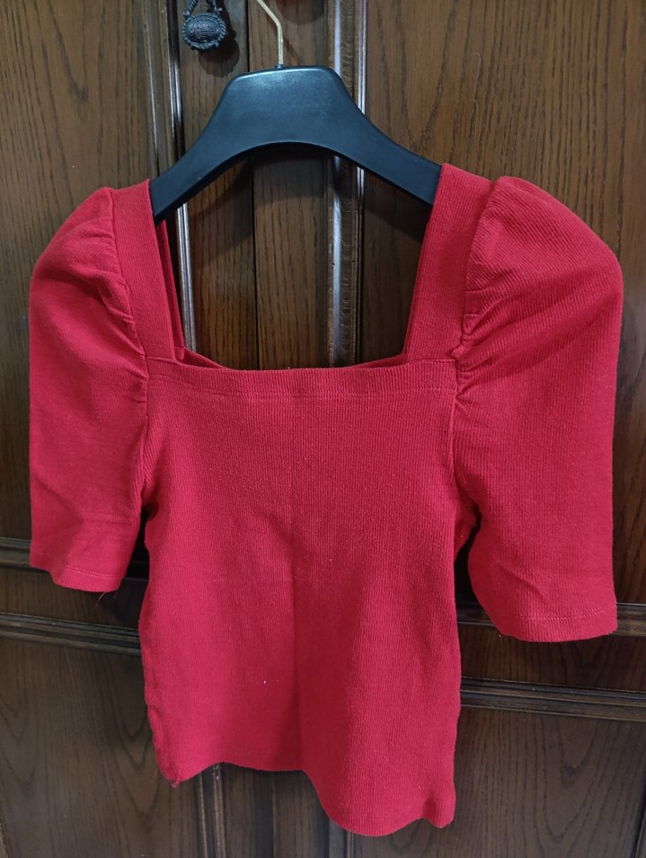 Kısa Kollu Kırmızı Mini Bluz - Görsel 2