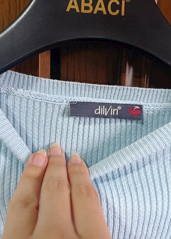 Mavi Triko İnce bluz crop - Görsel 2