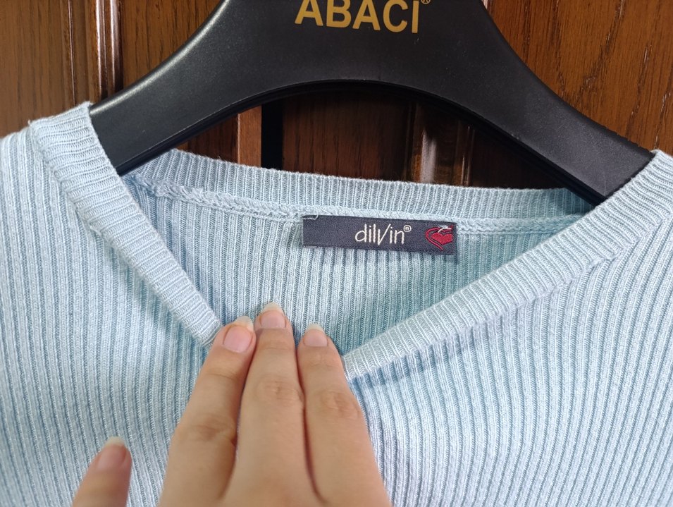 Mavi Triko İnce bluz crop - Görsel 2