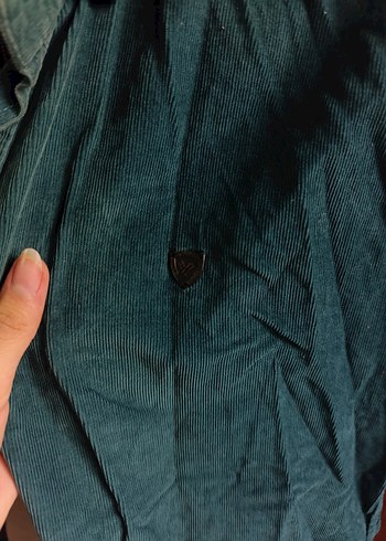 Mavi Keten Erkek Gömlek kadife - Görsel 3