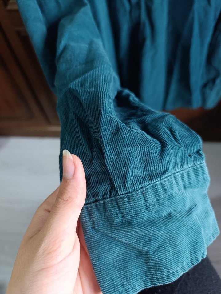 Mavi Keten Erkek Gömlek kadife - Görsel 4