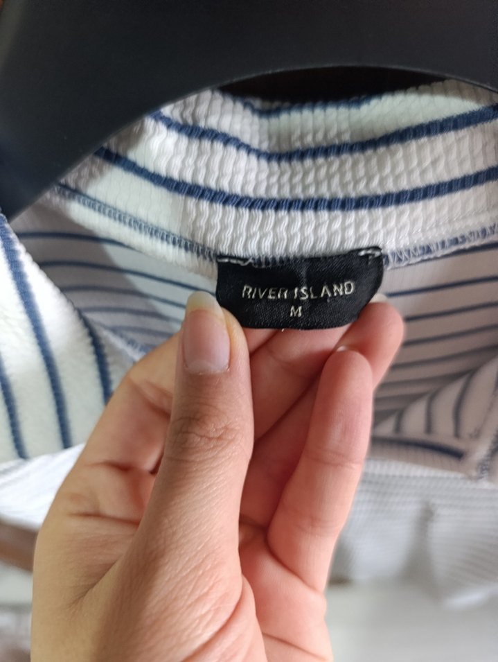 Beyaz Çizgili Kısa Kollu Mini Kadın Gömlek - Görsel 3