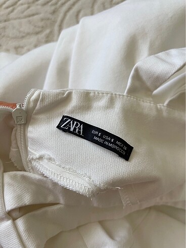 xs Beden beyaz Renk Zara keten mini elbise
