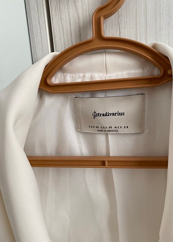 xs Beden beyaz Renk Düğmeli Beyaz Kadın Midi Blazer
