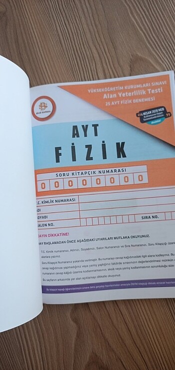 Bilgi Sarmal Yayınları Ayt Fizik Branş Denemeleri
