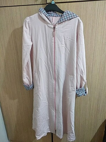 Kapşonlu yazlık kap açık pembe 40 beden