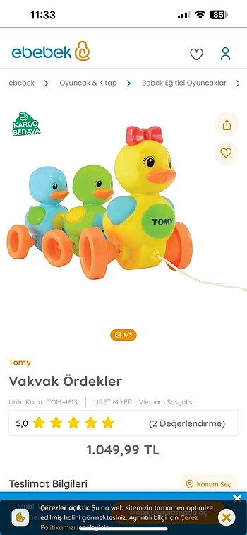 Sesli çek çek oyuncak ördekler