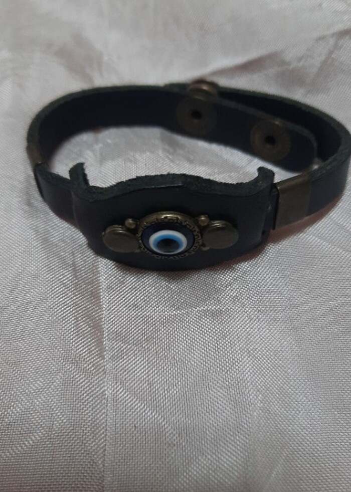 Bileklik gerçek deri nazar boncuklu - Görsel 3