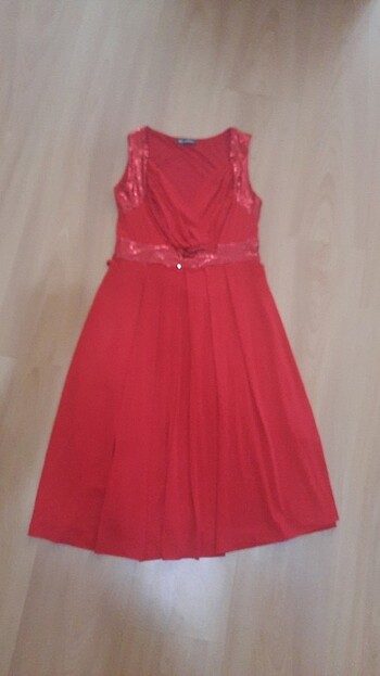 KIRMIZI RENK, PAYET ESNEK KUMAŞ, COK KULLANIŞLI ELBİSE - Görsel 7