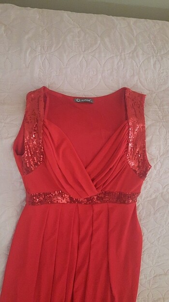 KIRMIZI RENK, PAYET ESNEK KUMAŞ, COK KULLANIŞLI ELBİSE - Görsel 3