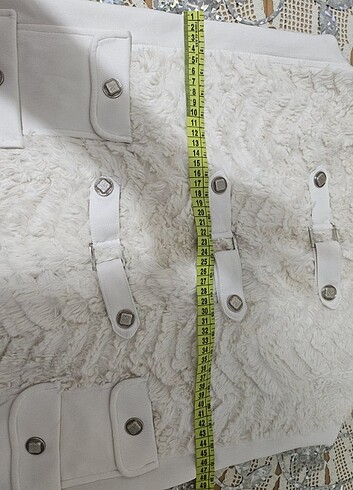 ÖN ve ARKA PELUŞ ve YANLARI  KUMAŞ KREM RENK YELEK, - Görsel 8