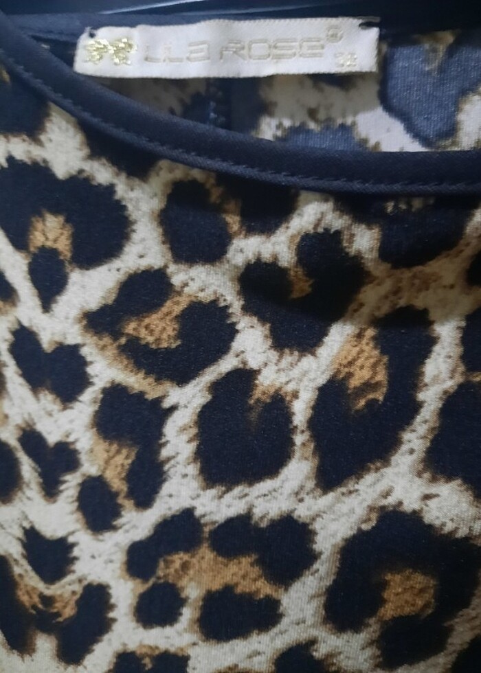 LEOPAR LİKRALI DİZ ÜSTÜ ŞIK ELBİSE  - Görsel 5