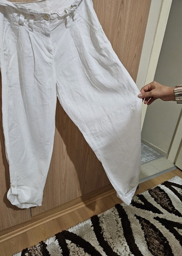 DKNY pure KETEN PANTOLON BEYAZ ORJİNAL     - Görsel 3