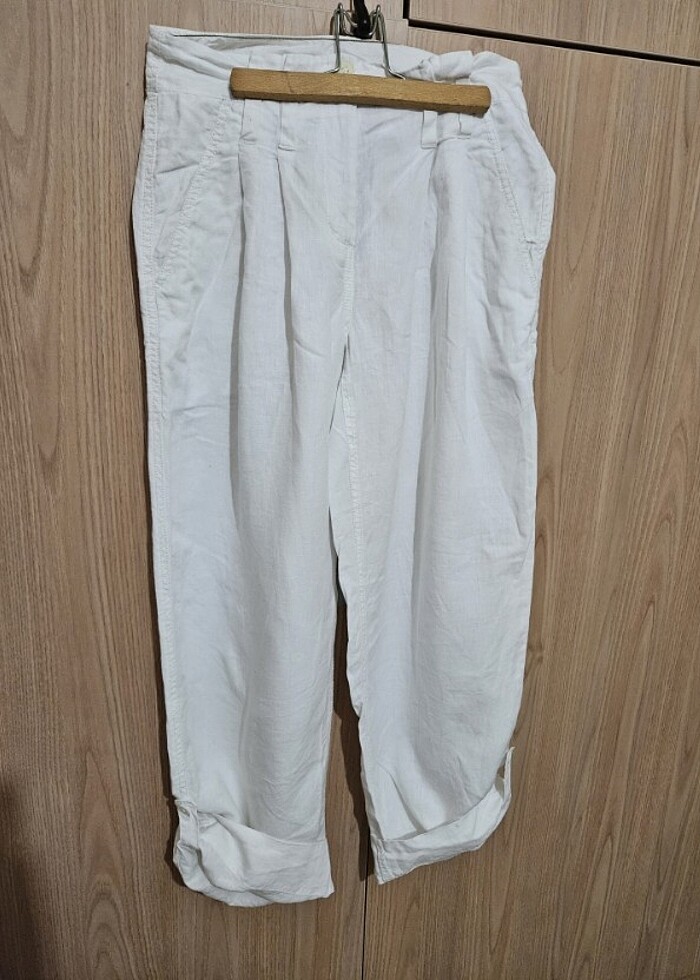 DKNY pure KETEN PANTOLON BEYAZ ORJİNAL     - Görsel 4