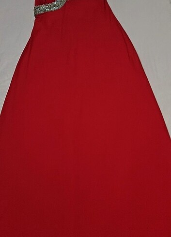 kırmızı boncuk pul ısleme abiye elbise 38 beden  - Görsel 13