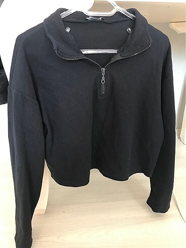 Fermuarlı Crop Sweat