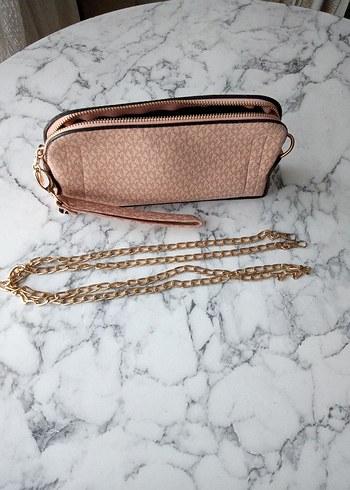 Bej Yılan Desenli Zincir Detaylı Deri Çanta - Görsel 3