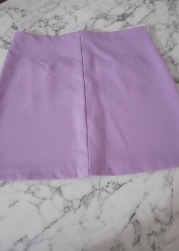 Düğmeli Mini Mor Kadın Takım etek boyu 38 cm - Görsel 4