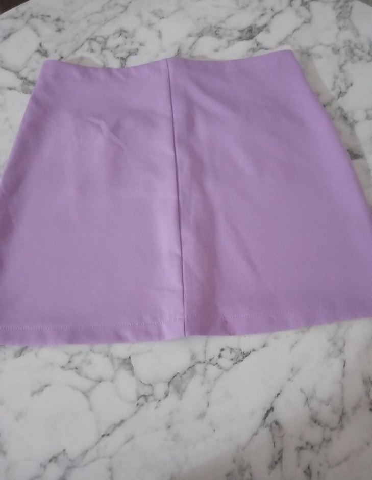 Düğmeli Mini Mor Kadın Takım etek boyu 38 cm - Görsel 4