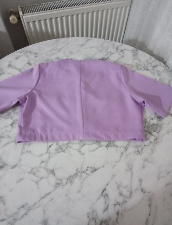 Düğmeli Mini Mor Kadın Takım etek boyu 38 cm - Görsel 3