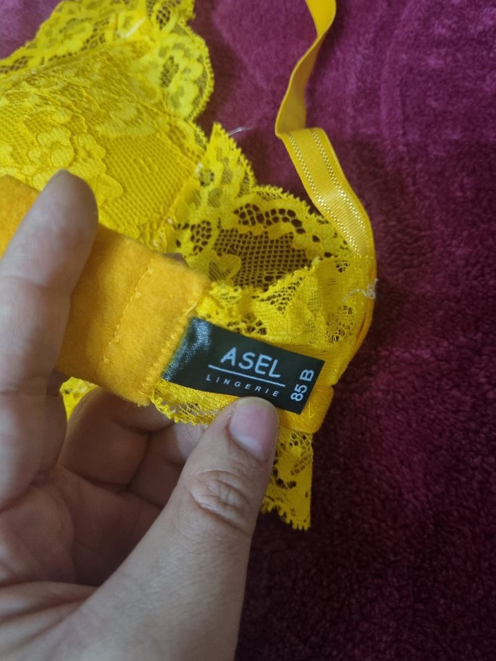 Sarı Renkli Bohem Dantel Sütyen Takımı 85/80 uyumlu - Görsel 4