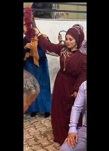 Diğer Bordo taş detaylı şık abiye