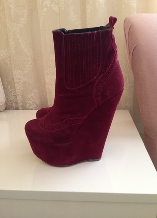 bordo suet dolgu topuk