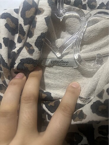 m Beden Leopar crop Kapüşonlu Sweatshirt Kadın