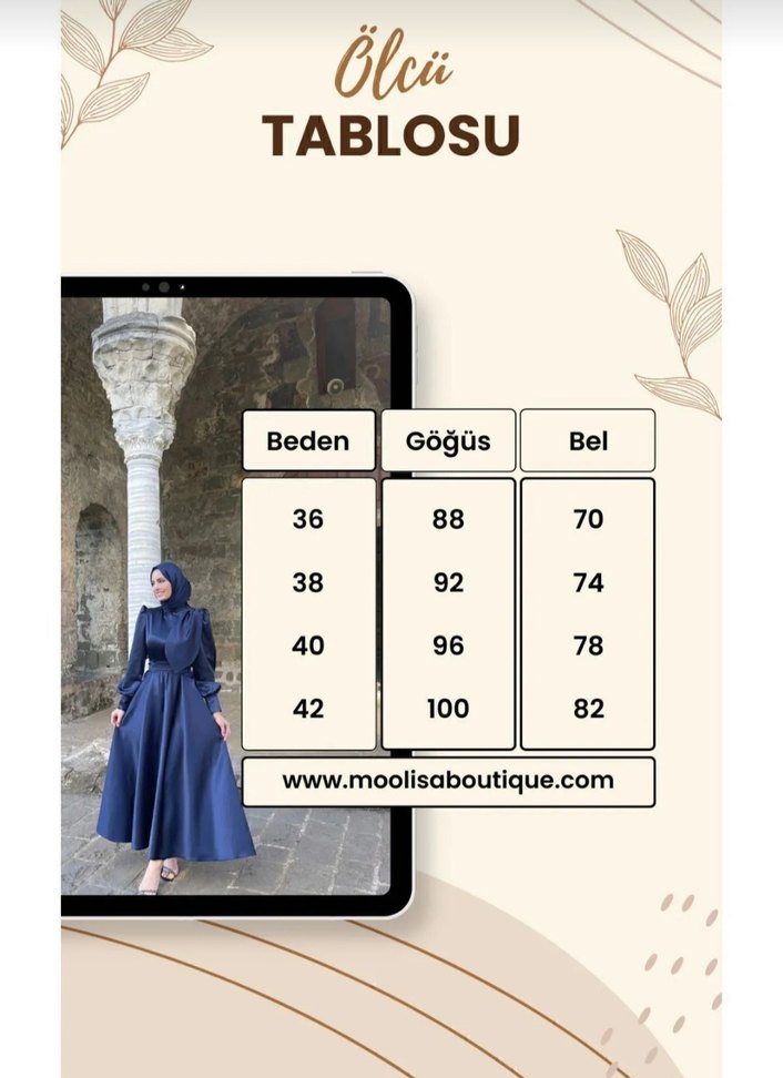 Lacivert Drapeli Uzun Kadın Elbise - Görsel 3