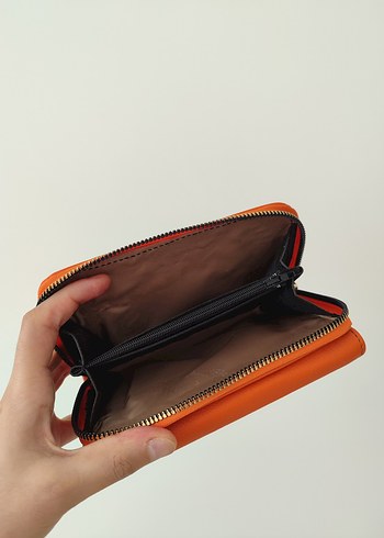 Turuncu Deri Kadın Portföy Cüzdan - Görsel 4