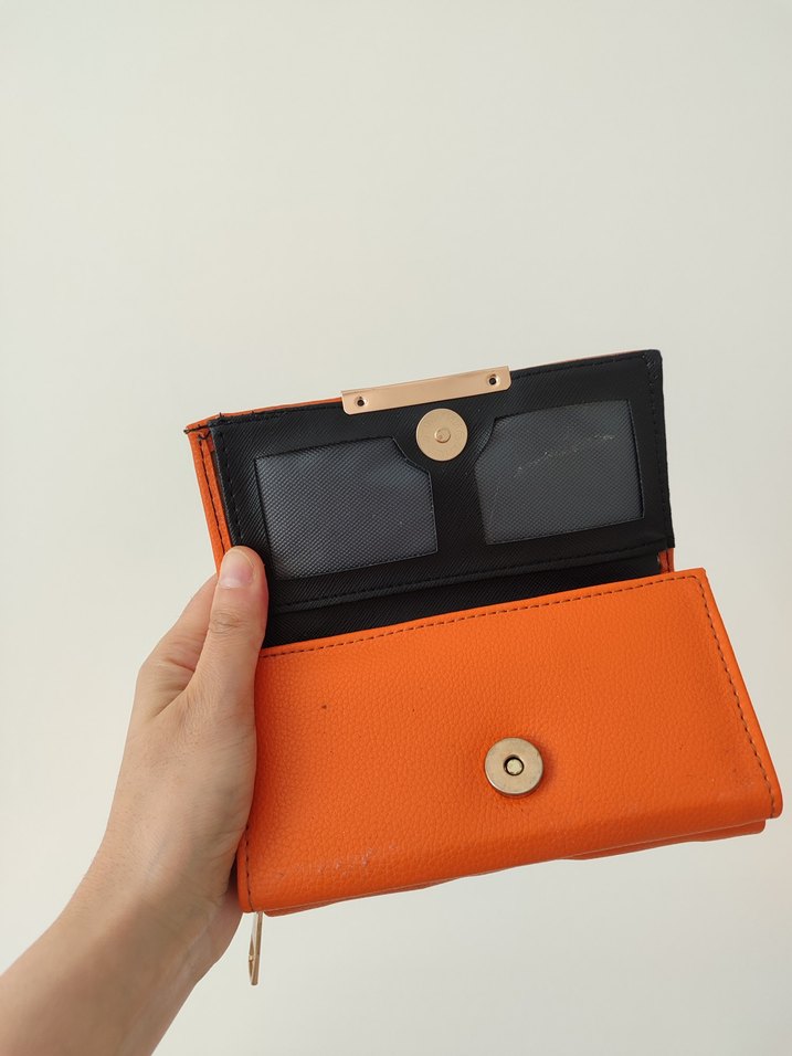 Turuncu Deri Kadın Portföy Cüzdan  - Görsel 3