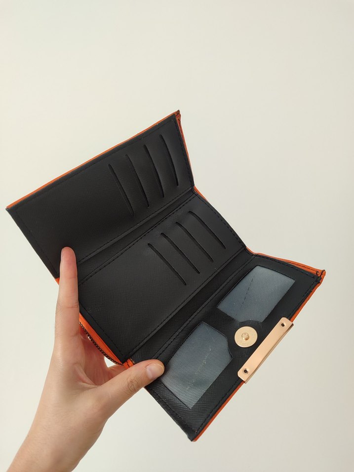 Turuncu Deri Kadın Portföy Cüzdan  - Görsel 2