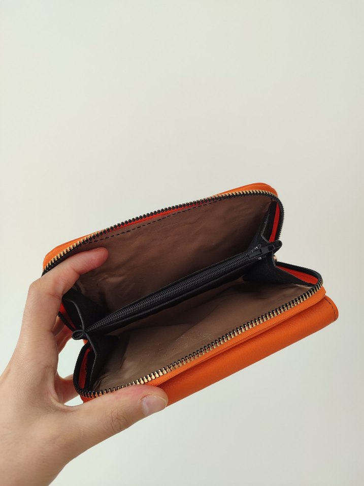 Turuncu Deri Kadın Portföy Cüzdan  - Görsel 4