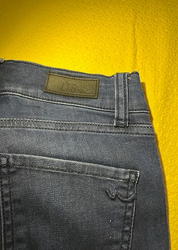 Kadın Koyu Mavi Çizgili Denim Pantolon - Görsel 3