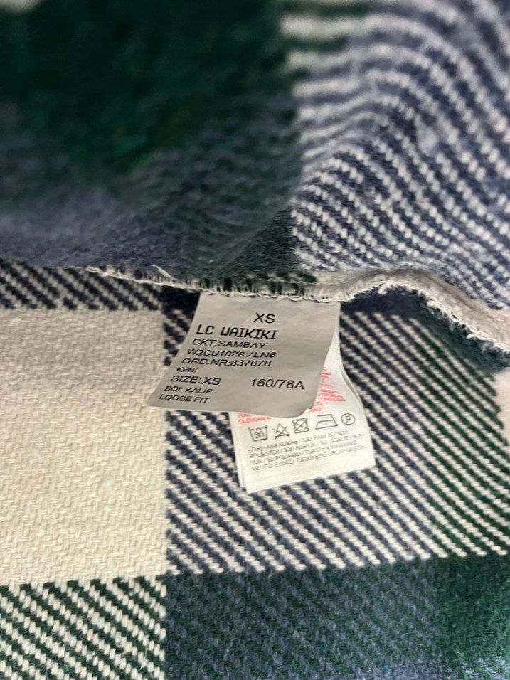 Kadın Düğmeli Gri Kareli Pamuk Gömlek - Görsel 3