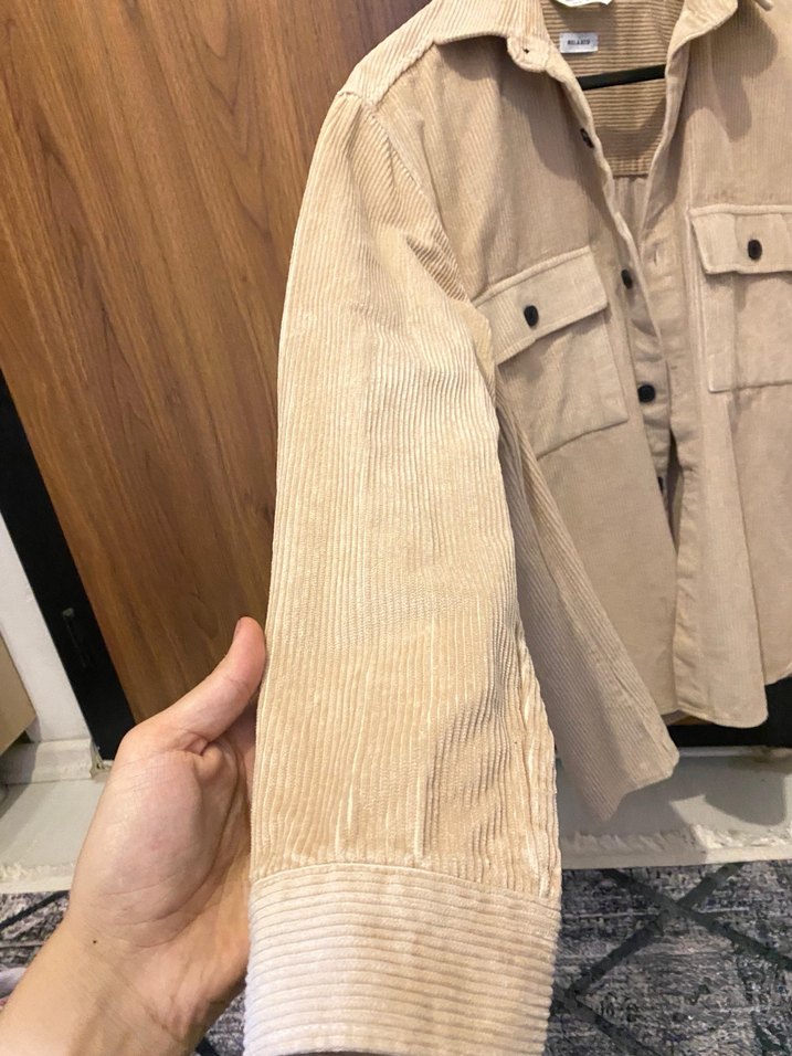 Bej Düğmeli Erkek  Keten Gömlek - Görsel 2