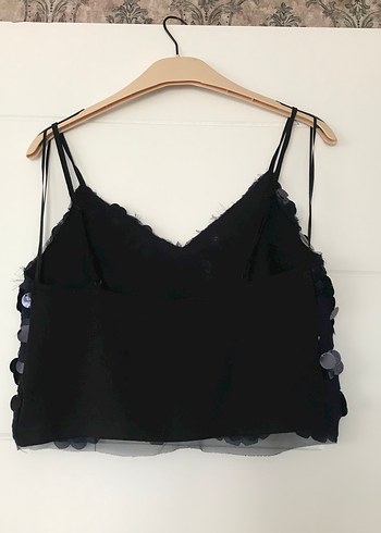 Zara Siyah İşlemeli V Yaka Askılı Bustiyer - Görsel 3