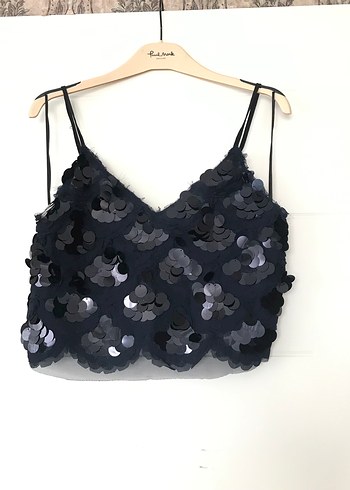 Zara Siyah İşlemeli V Yaka Askılı Bustiyer - Görsel 4