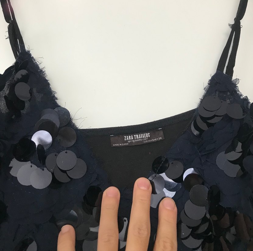 Zara Siyah İşlemeli V Yaka Askılı Bustiyer - Görsel 2