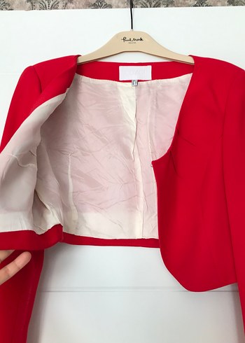 Kısa Kesim Kırmızı Kadın Blazer Ceket - Görsel 4