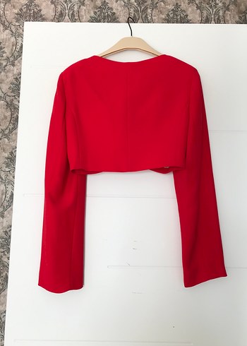 Kısa Kesim Kırmızı Kadın Blazer Ceket - Görsel 2