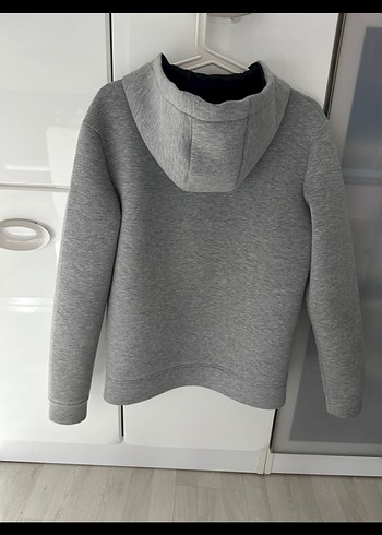 Gri Fermuarlı Erkek Kapüşonlu Sweatshirt - Görsel 3